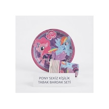 My Little Pony Temalı Doğum Günü Parti Seti - 8 Kişilik Tabak Ve Bardak Seti Pembe Tüm Yaşlar