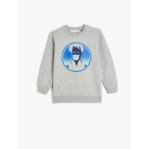 Koton Batman Sweatshirt Lisanslı Baskılı Şardonlu Gri 5wkb10520tk Gri