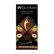 Glories Fındık Şekersiz Bitter Çikolata 100 G - 8 Adet Tarı