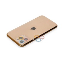 Apple İphone 11 Pro Max Uyumlu Renkli Kamera Lens Koruma Cam - Pembe-mavi