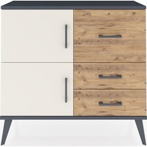 Arges Şifonyer Tek Raflı 3 Çekmeceli 2 Kapaklı 88x30x80 Antrasit-aytaşı/çam Aytaşı/çam