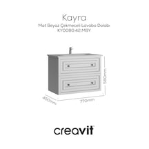Creavit Kayra Lavabo Dolabı Çekmeceli 80cm Mat Beyaz Mat Beyaz