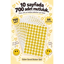 Gülen Surat Sticker Seti 700 Adet 10 Sayfa Sarı Gülücük Sticker Defter, Laptop, Hediye Süsleme Etiketi Çok Renkli