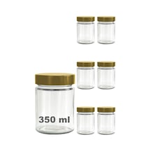 350 Ml Kavanoz Metal Derin Kapaklı 350 Cc Şeffaf Reçel, Marmelat Cam Kavanoz Deep 6 Adet Altın Kapak Genel