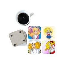 Şeker Kız Candy Dekoratif Ahşap Bardak Altlığı Seti 005 Çok Renkli
