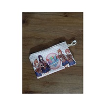 Doki Doki Literature Club Beyaz- Puantiye Fon Desenli Tasarım Bez Kalemlik-cüzdan Diğer