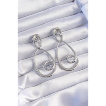 Mey İthalat Pirinç Gümüş Renk Kıvrımlı Sallantılı Küpe - Özel Seri Meyeb66bdd2bd29f633516b024828
