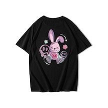 Brz Collection Unisex Oversize Cartoon Rabbit T-shirt-siyah Siyah