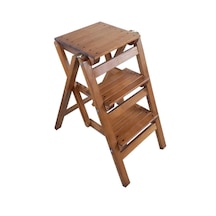 Ahşap Merdiven Tabure Katlanır Ceviz Renk 3 Basamaklı Ceviz