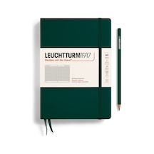 Leuchtturm1917 Doğal Renkler Serisi Not Defteri, Orta Boy A5 , Sert Kapak, 251 Numaralandırılmış Sayfa, Kareli, Orman Yeşili Yeşil