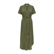 Only Onlnova Lıfe Elıte Izı Shırt Dress Solıd Kadın Yeşil Elbise - 15331928 Yeşil