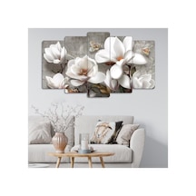 Modern Beyaz Çiçekler - 5 Parçalı Tablo Görsel - 702504174 Görsel