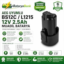Bataryabank Aeg Bs12c / L1215  12v 2.5ah Li-ion Muadil Matkap Bataryası