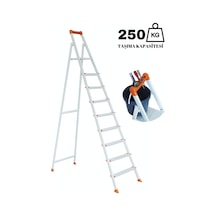 Ze Zigana Ev Gereçleri Hardy Plus 8+1 Ekstra Güçlü 250 Kg Taşıma Kapasiteli Metal Ev-ofis-bahçe-inşaat Tipi Merdiven