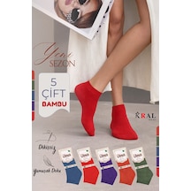 Kral Socks Kadın Kaliteli Bambu Patik 5'li Dikişsiz Görünmez Parfümlü Çorap Asorti 5