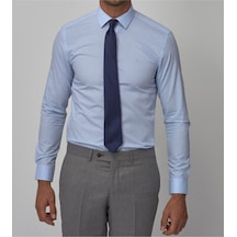 Nacar Store Erkek Mavi Uzun Kol Slim Fit Klasik Gömlek MAVİ
