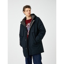 Koton Kapşonlu Anorak Fleto Çift Cep Detaylı Çıtçıt Düğmeli Fermuarlı Lacivert 4Wam00023Hw 4Wam00023Hw704 Lacivert
