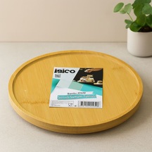 Bambu Yuvarlak Sunum Tepsisi 24.5 Cm Ayaklı Açık Mavi