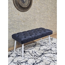 Zafir Beyaz Boyalı Sivriltme Ayaklı 90 Cm Puf Bench - Puf - Bench - Kasalı Oturak - Oturak - Yatak Ucu Puf Füme