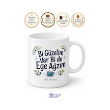 Ege Ağzı Yazılı Komik Baskılı Kupa Bardak Esprili Hediye Porselen Mug Beyaz / Çok Renkli