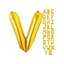 V Harf Gold Folyo Balon16 İnç 36 cm