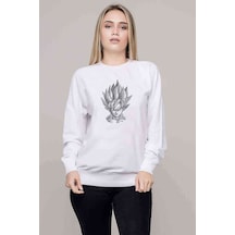 Anime Dragon Ball Baskılı Beyaz Kadın Sweatshirt (528334461)