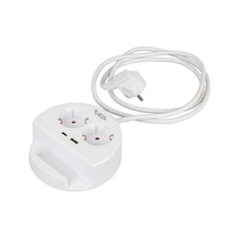 Vea Ve-g1102c Yuvarlak Grup Priz 2'li Usb + Type-c Girişli Telefon Standlı 1.5 Metre 1,5 m