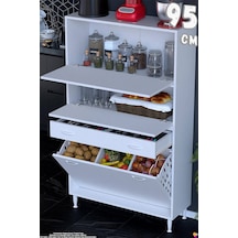 Vio 95 Cm Fırın Dolabı Sepetli Çekmeceli 2 Kapak Kiler Mutfak Dolabı Beyaz