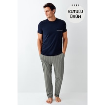 Arnetta 3011 %100 Pamuk Kısa Kol Cepli Erkek Pijama Takımı Kutulu Lacivert