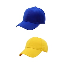 Ritagarcia Unisex Ayarlanabilir Spor Sarı-saks Basic Kep Şapka 2'li Set Saks