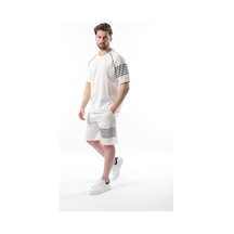 Madmext Ekru Baskılı Reglan Kol Erkek Şort T-shirt Takımı E7306 Madmext Ekru Baskılı Reglan Kol Erkek Şort T-shirt Takımı E7306