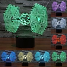 Sones Tıe Fighter Stil 3d Dokunmatik Anahtarı Kontrol Led Işık, 7 Renk Renk Değişikliği Yaratıcı Görsel Stereo Lamba Masa Lambası Gece Lambası Çok Renkli