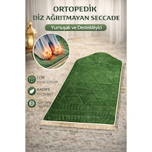 Ortopedik Diz Ağrıtmayan Kapitone Tasarım Hediyelik Çeyizlik Seccade 1cm Sünger 65 120 Ebat Yeşil