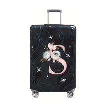 Fochsia Elegant Siyah Gezgin Bavul Kılıfı Xl 29-32 İnç Çiçek Yıldız Desenli Dayanıklı Esnek Koruma