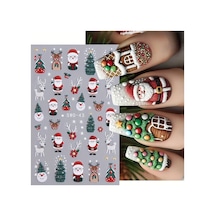 Geyik Kar Tanesi Noel Baba Çam Ağacı 3d Tasarım Yapışkan Sticker Tırnak Dövmesi Nail Art