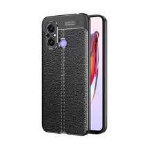 Xiaomi Redmi 12c İçin Kılıf Deri Dokulu Silikon Siyah Redmi 12c İle Uyumlu Kılıf - Siyah