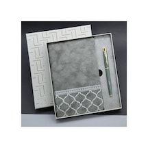 Gri Renk Defter Ve Metall Roller Kalemm Seti Sb