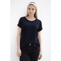 Fashion Friends Bisiklet Yaka Lacivert Kadın Bluz 26y0194k1 Fashion Friends Bisiklet Yaka Lacivert Kadın Bluz 26y0194k1