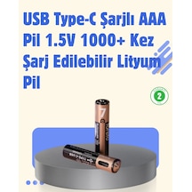 Usb Type-c Şarjlı Aaa Lityum Pil 1.5v Sabit Voltaj, 1000+ Şarj Döngüsü İle Uzun Ömür