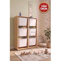6 Adet Ultra Büyük Çekmeceli 123 Cm Safir Meşe Çocuk Odası Oyuncak Dolabı Ve Çok Amaçlı Saklama Ünitesi - Depolayıcı Düzenleyici Organizer