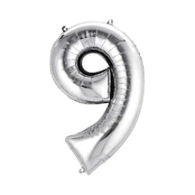 9 Rakam Folyo Gümüş Balon Küçük 35 Cm A