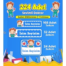 Sevimli Doktor Temalı Okul Kreş Kişiye Özel İsim Etiket Seti - Model 515 Çok Renkli