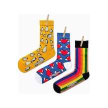 Carnaval Socks Unisex 3'lü Renkli Happy Set Çorap Çok Renkli