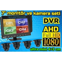 7'' Hybrid Dvr Ekran 4 Adet 150 Derece Ultra Mini Ahd Kamera Set