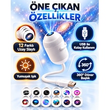 Yıldızlı Gökyüzü Projeksiyonlu Gece Lambası Kapsül Tasarım Dokunmatik Tuşlu Dekoratif Led Yıldız Projektör Çocuk Odası Yatak Odası Beyaz
