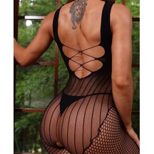 Intive Lingerie Intive Kalın Askılı Ağı Açık Çapraz Dekolteli Çift Kullanılabilir Siyah