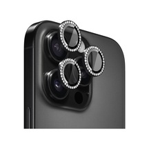 Apple İphone 16 Pro Tekli Diamond Taşlı Kamera Koruma Camı Siyah İphone 16 Pro İle Uyumlu Kamera Koruyucu Film - Siyah