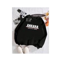 Tarzsokak Biskilet Yaka Sweatshirt Siyah Ankara Capital City Özel Tasarım Plaka Detaylı