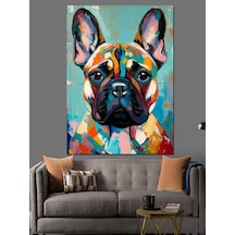 Ahşap Tablo Renkli Pop Art Fransız Bulldog