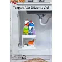 2 Katlı Çok Amaçlı Tezgah Altı Düzenleyici - Beyaz Beyaz